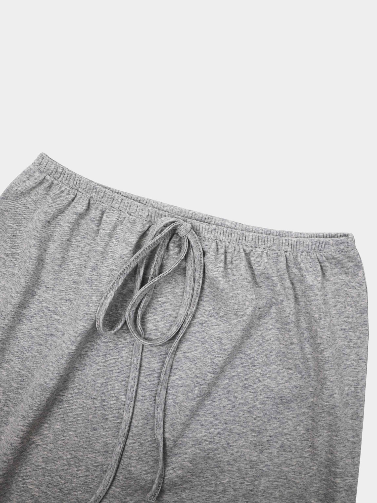 Straight Maxi Drawstring T-Shirt Skirt-Grey