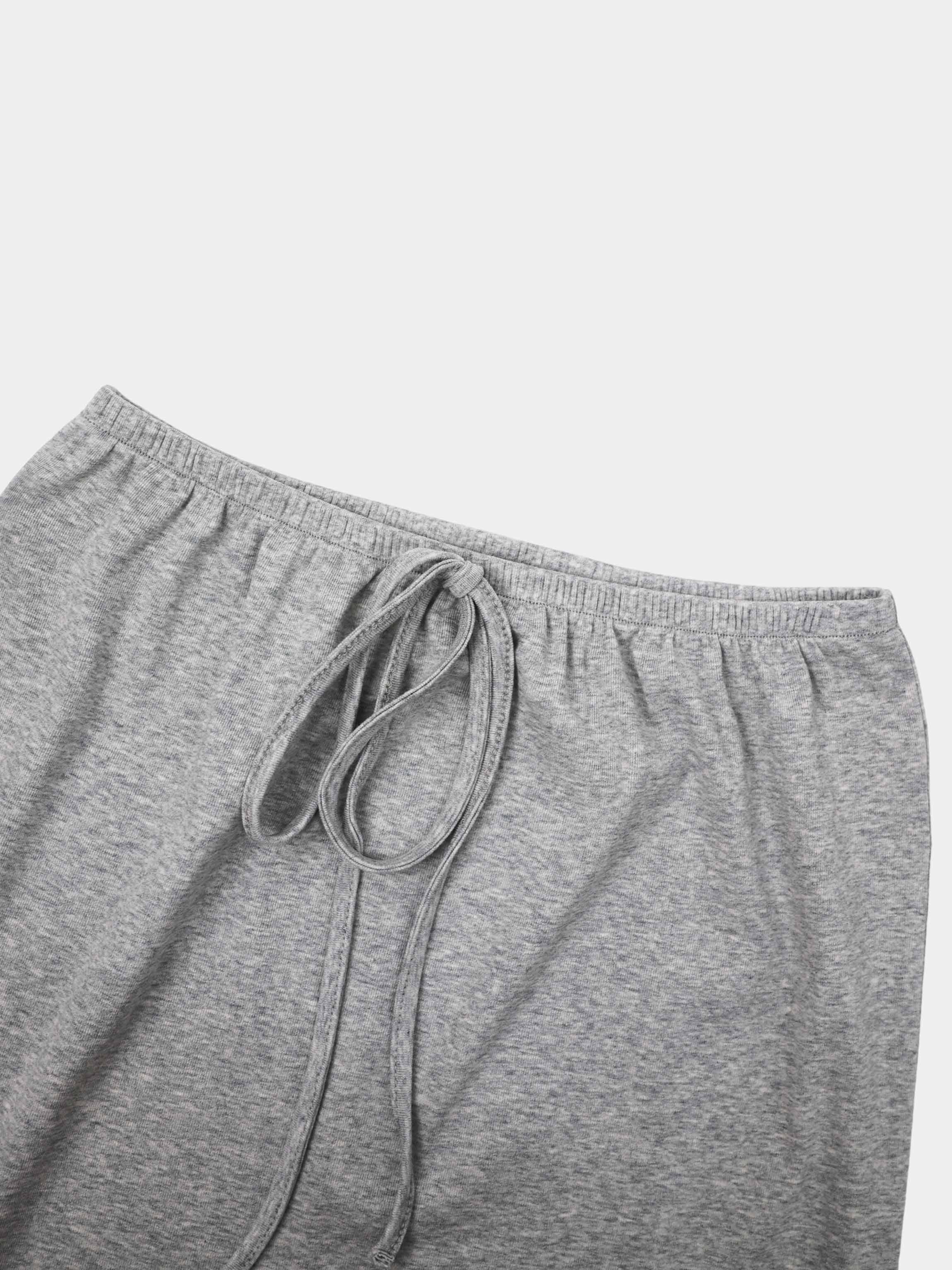 Straight Maxi Drawstring T-Shirt Skirt-Grey