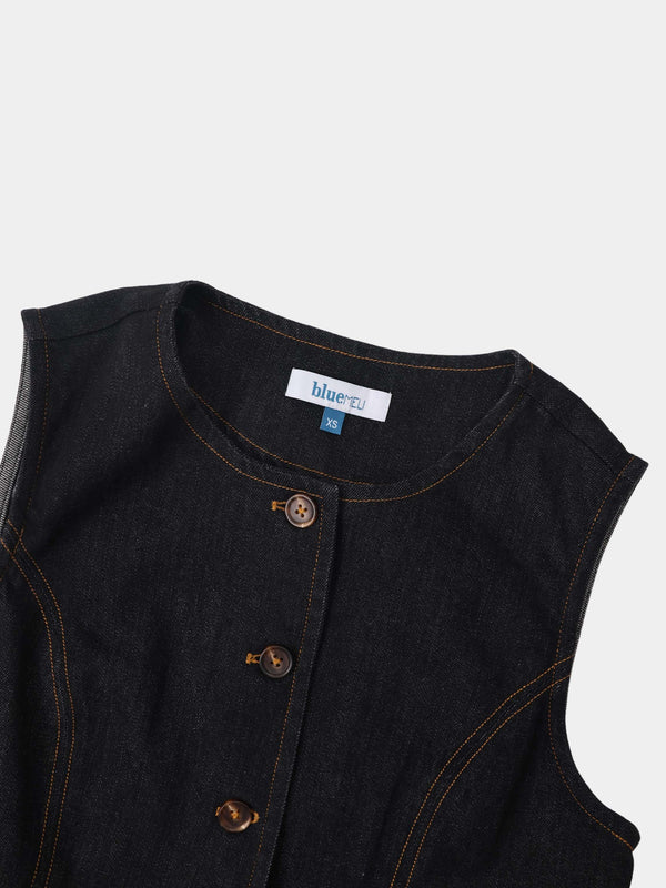 Denim Vest - Black