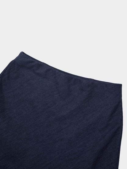 Classic Denim Skirt 37"-Dark Blue