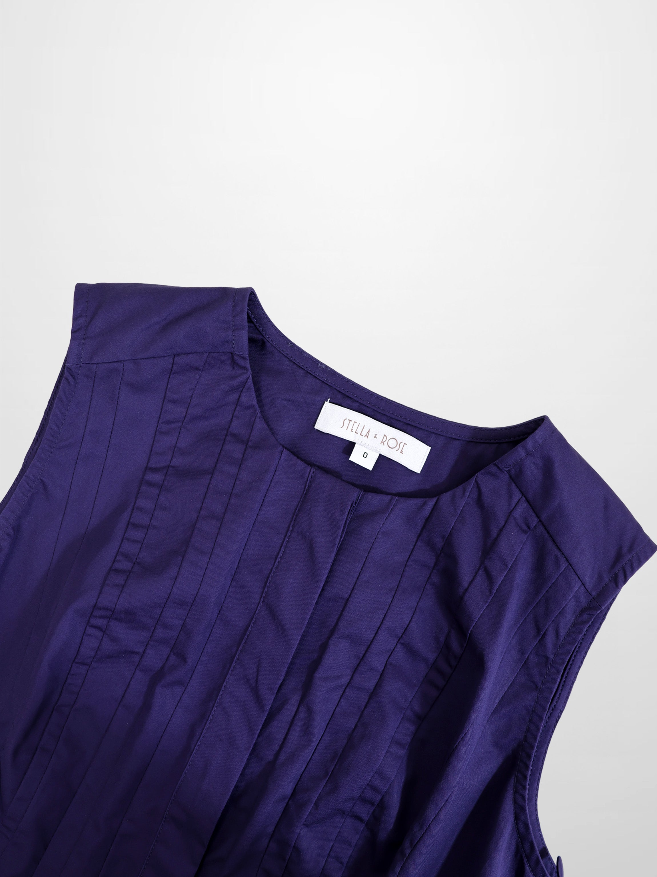 Pleated Waist Jumper-Navy