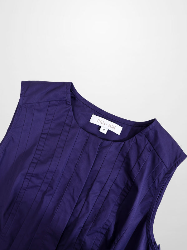 Pleated Waist Jumper-Navy