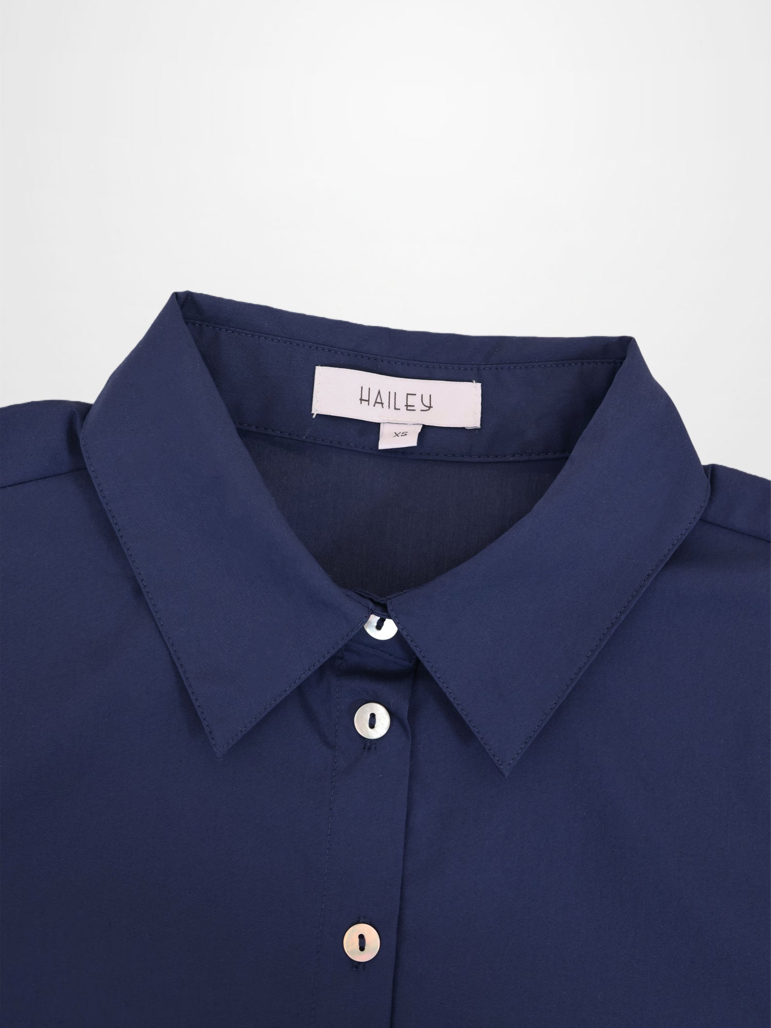Cotton Button Down Blouse-Navy