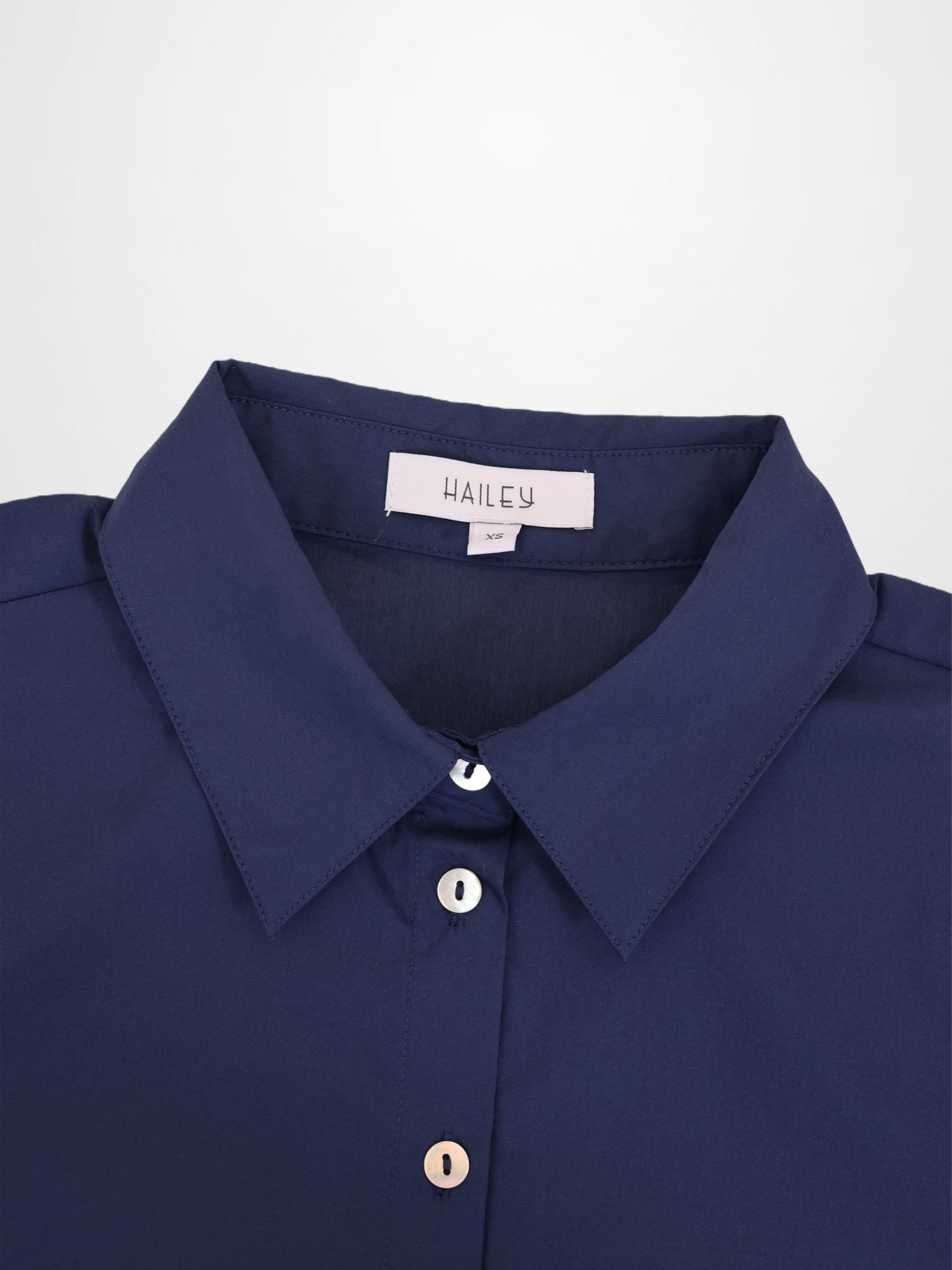 Cotton Button Down Blouse-Navy