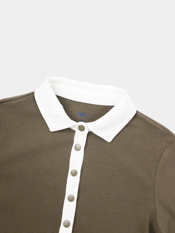 White Collar Polo-Olive