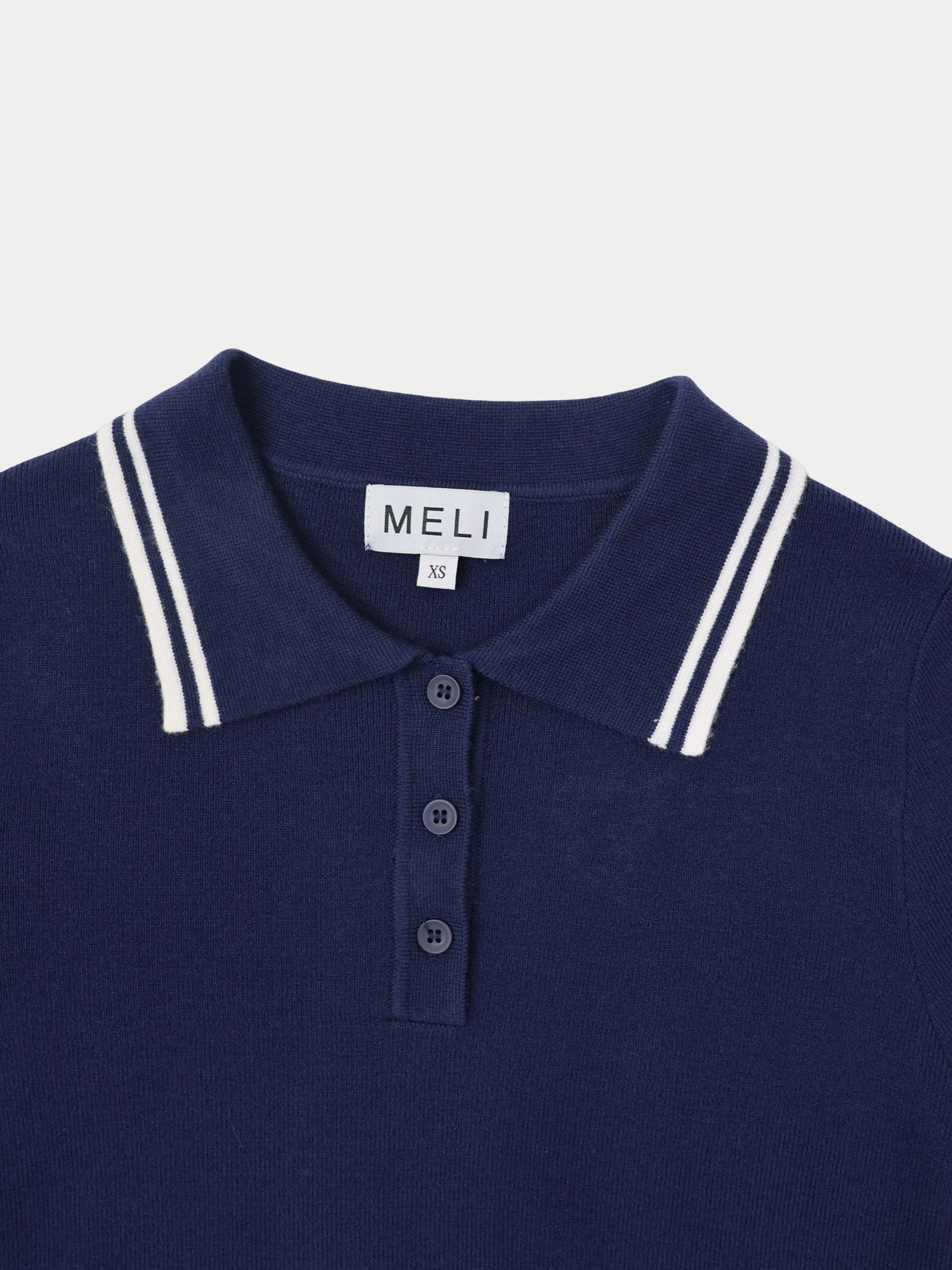 Bell Sleeve Polo-Navy/White