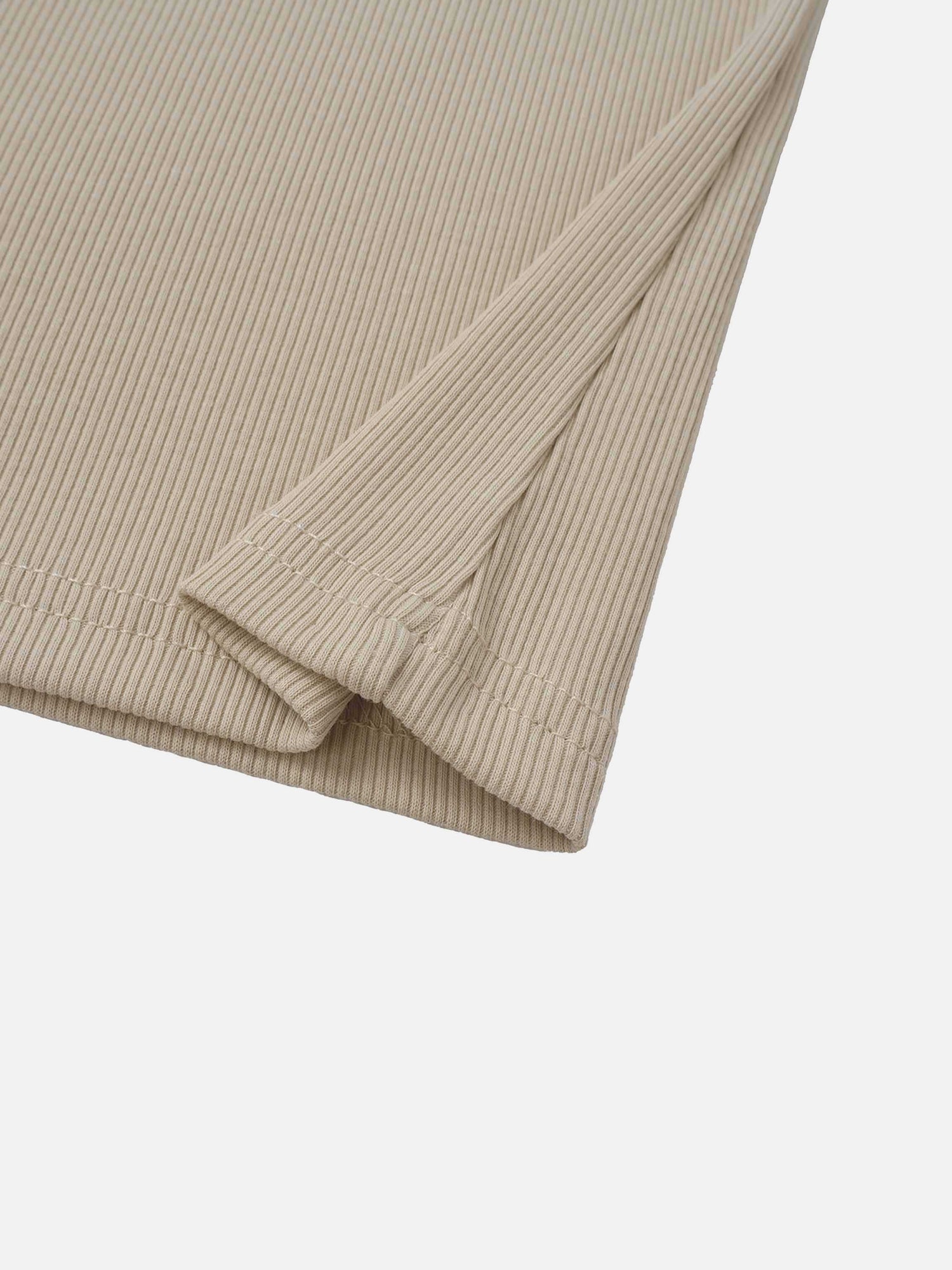 RIBBED CREW SLEEVELESS SHELL-TAN