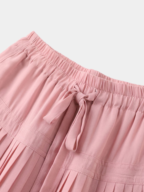 Chiffon Drop Waist Pleat Skirt-Mauve