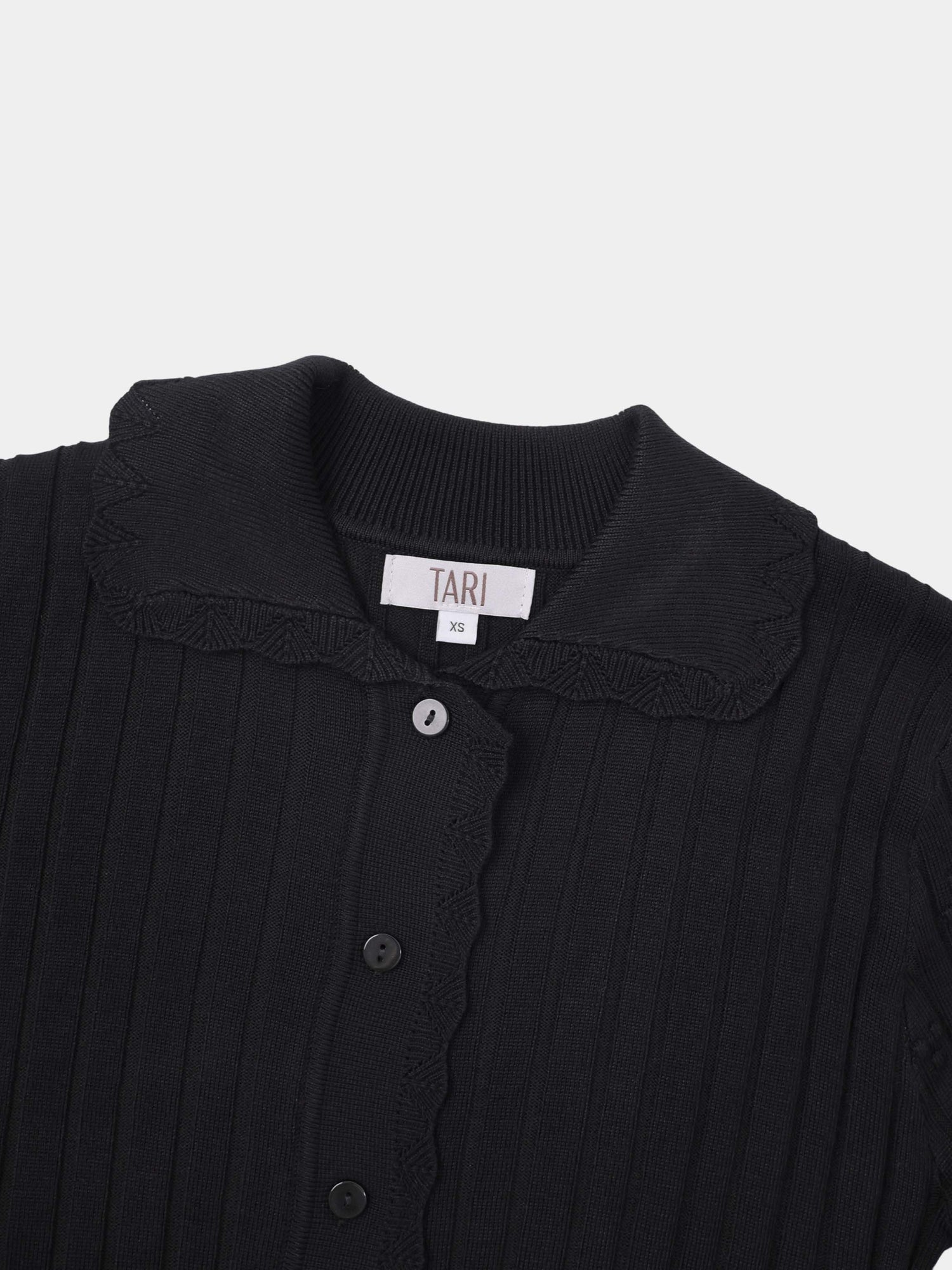 Scalloped Edge Cardigan-Black