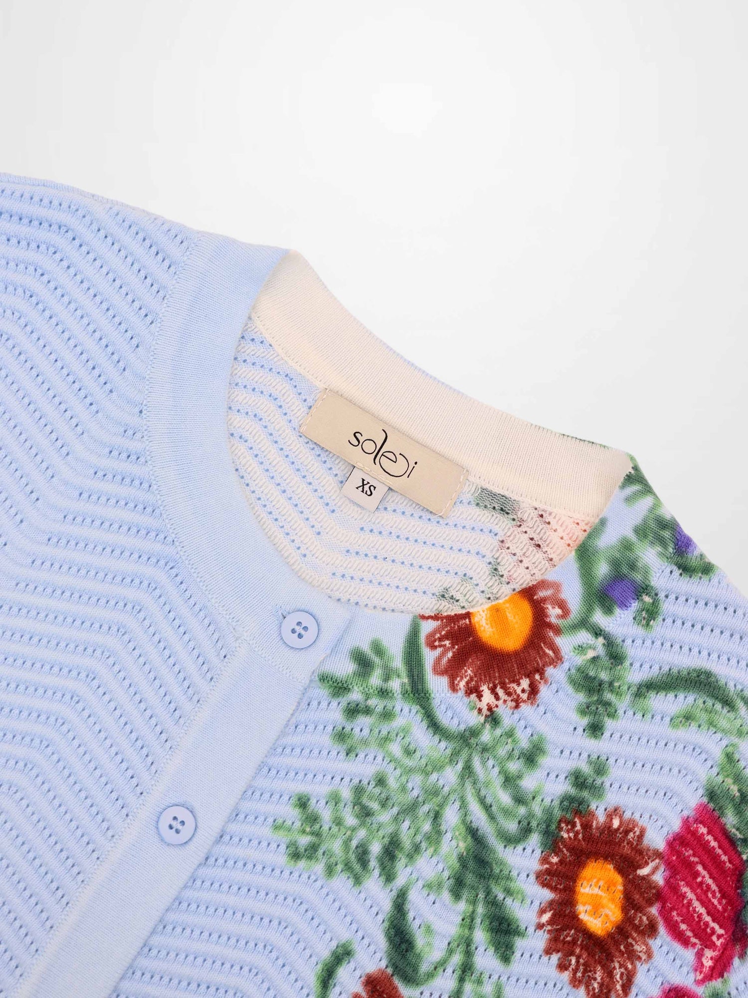 Printed Wave Cardigan-Light Blue Floral