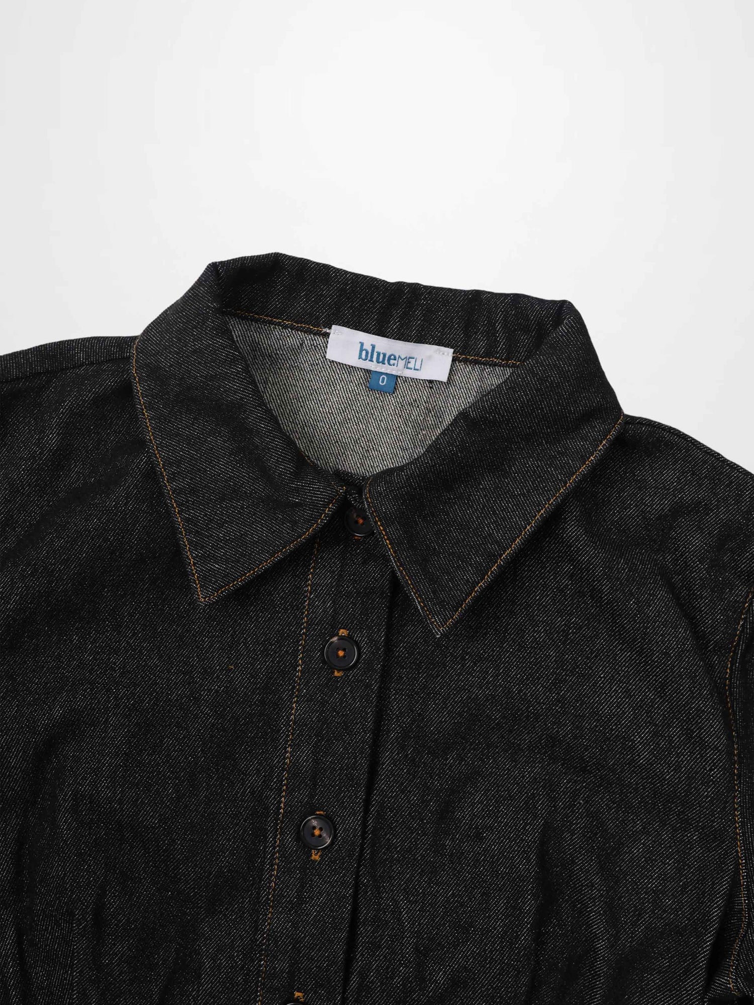 High Waisted Denim Dress - Black