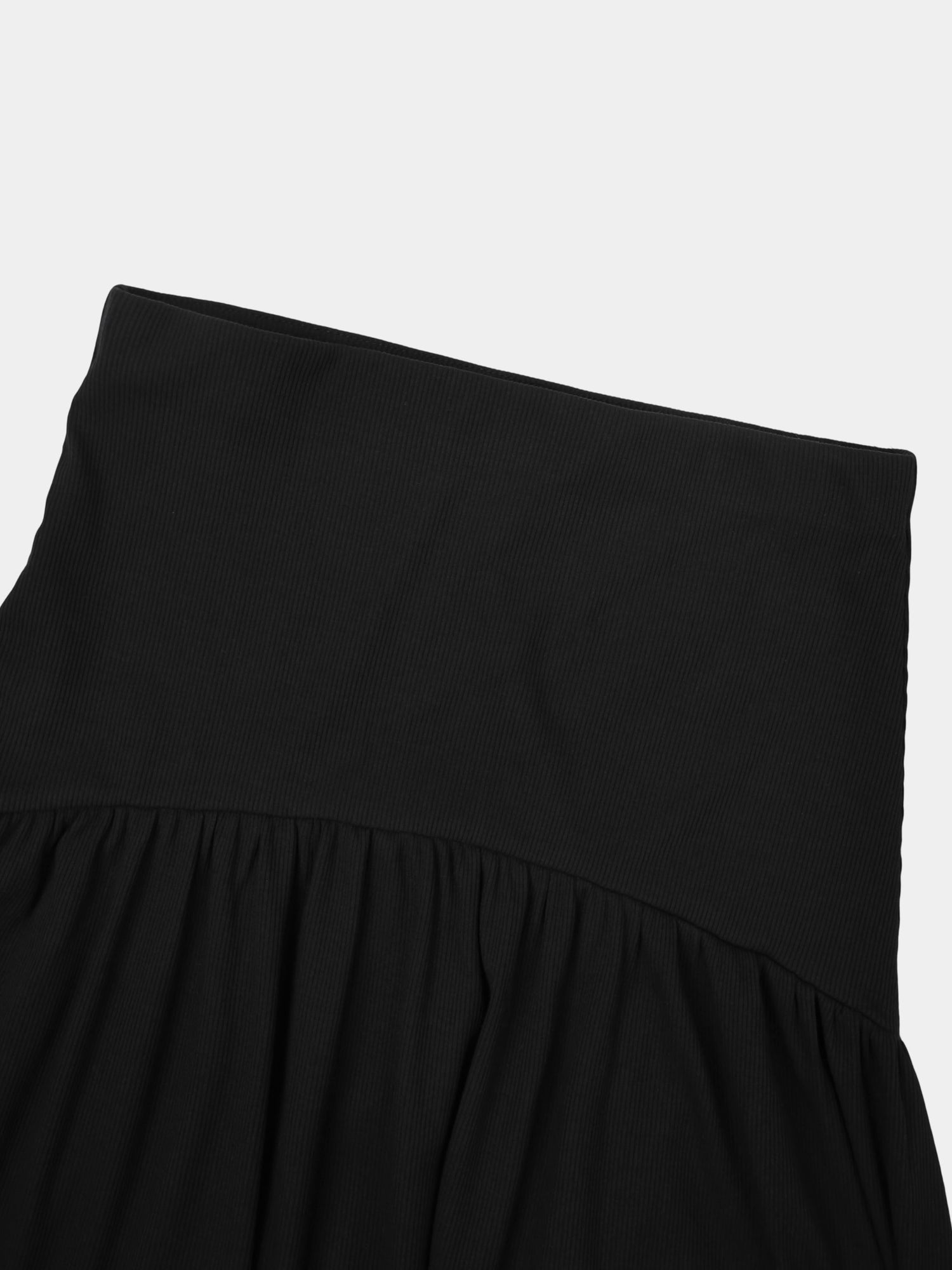 T-Shirt Ribbed Yoke Skirt-Black