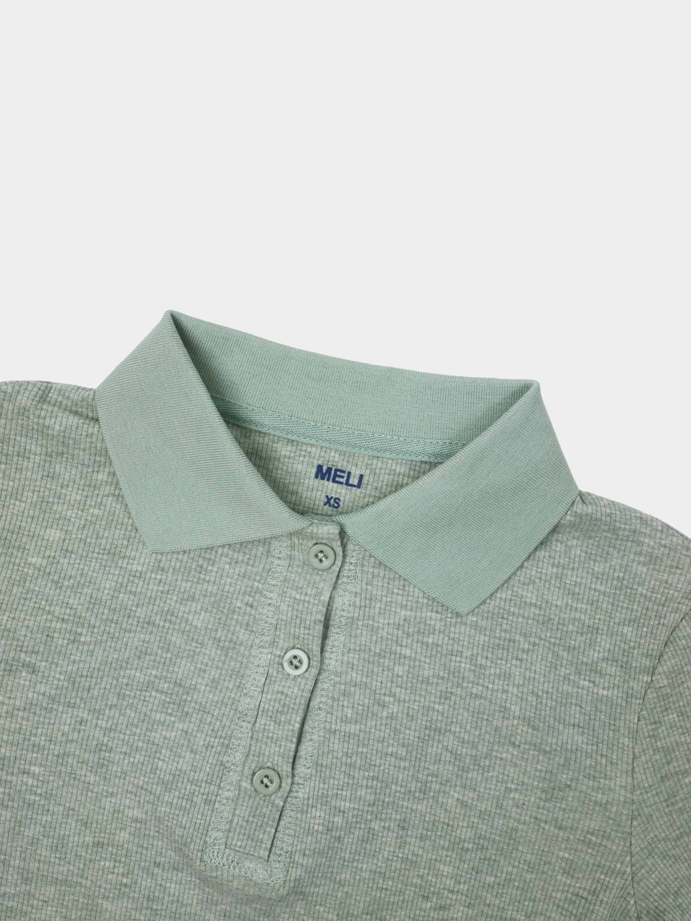 Heathered Collared Tee-Aqua