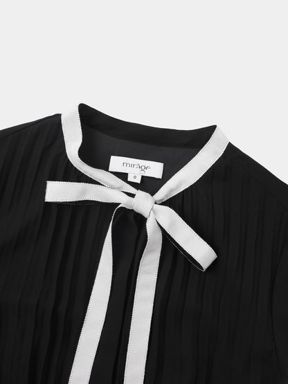 Mini Pleat Yoke Dress - Black