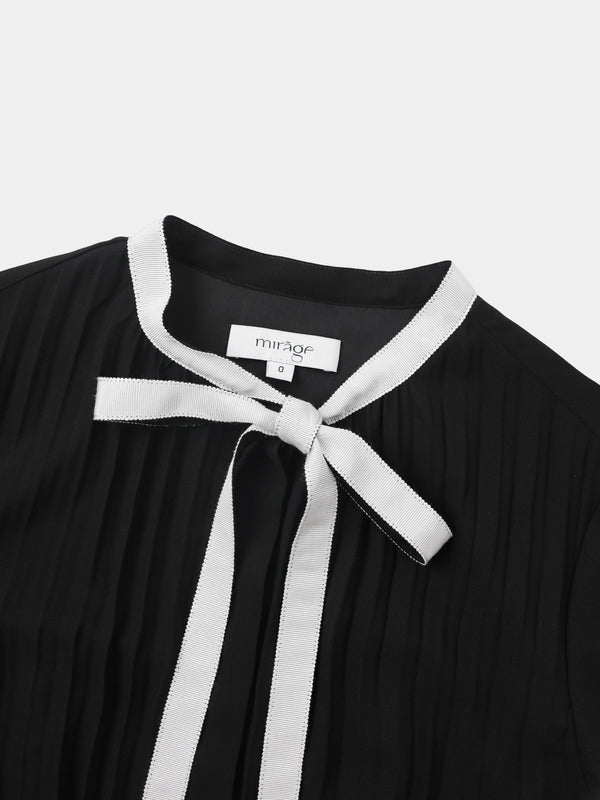 Mini Pleat Yoke Dress - Black