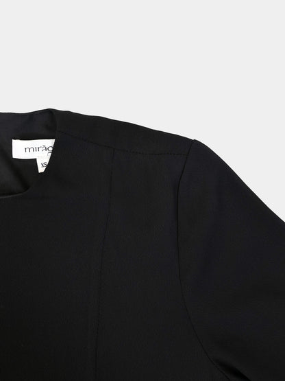 Lace Trim Crepe Dress-Black