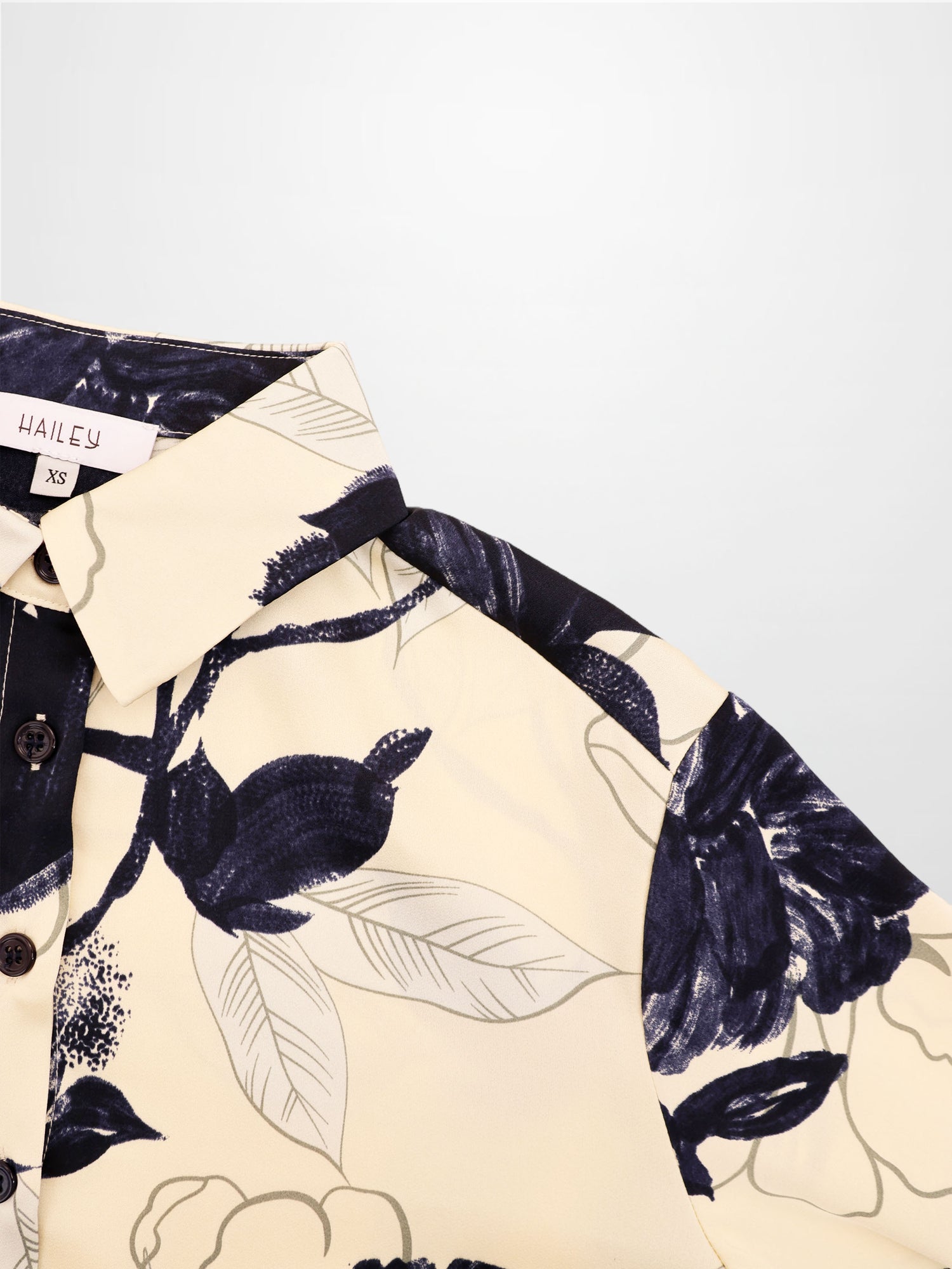Button Down Collared Blouse-Navy Floral