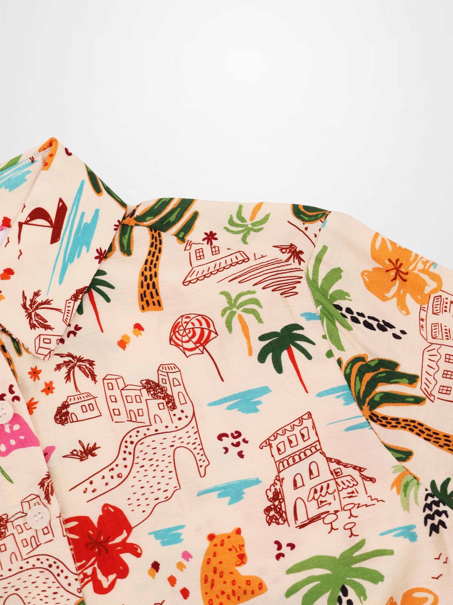 Button Down Collared Blouse-Summer Vibes