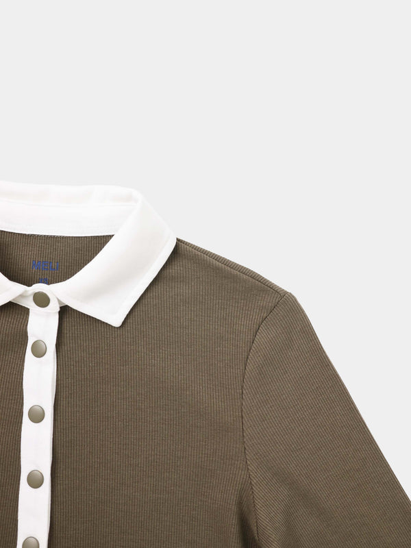 White Collar Polo-Olive