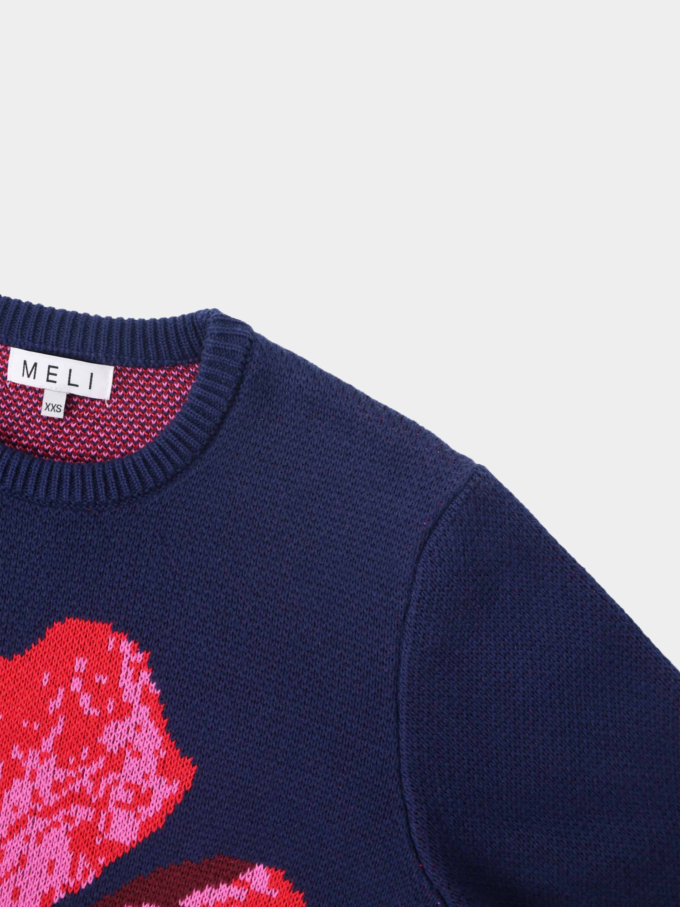 Flower Design Sweater - Blue