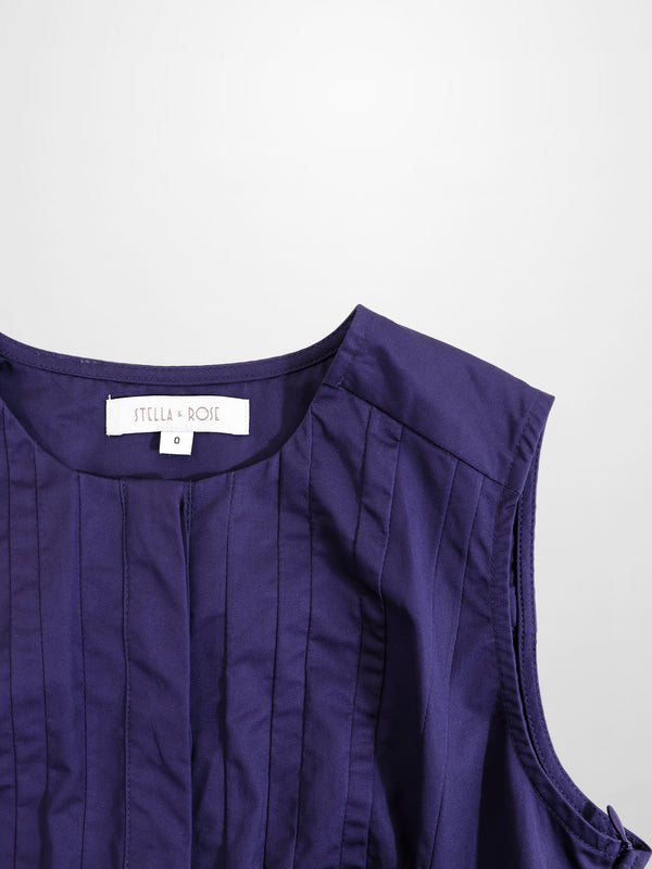 Pleated Waist Jumper-Navy