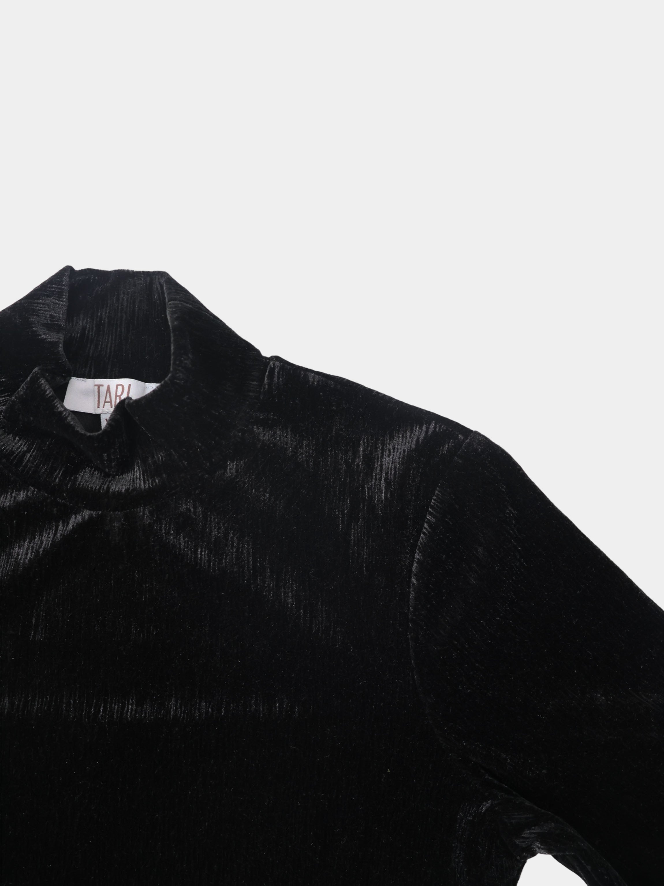 Textured Velour Turtleneck - Black
