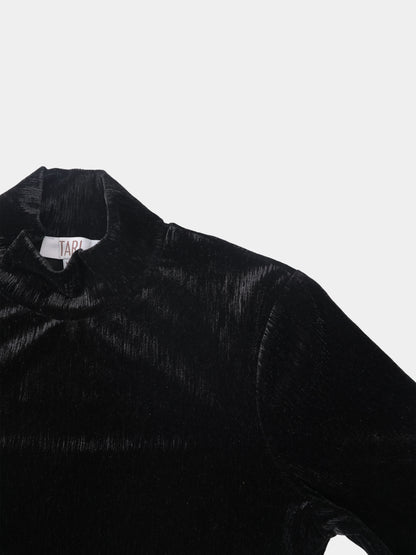 Textured Velour Turtleneck - Black