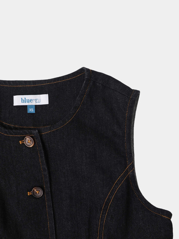 Denim Vest - Black