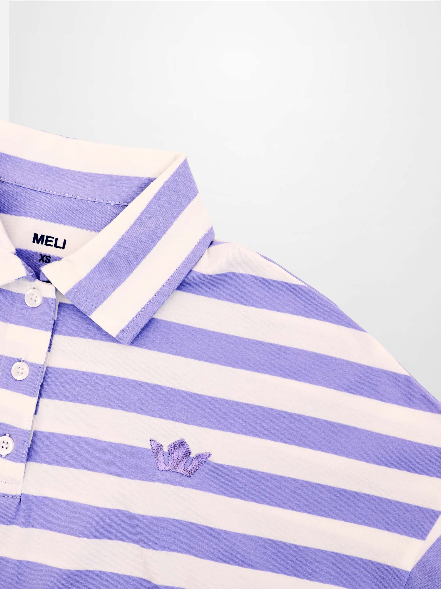 Striped Collar Bomber Tee-Lavender/White