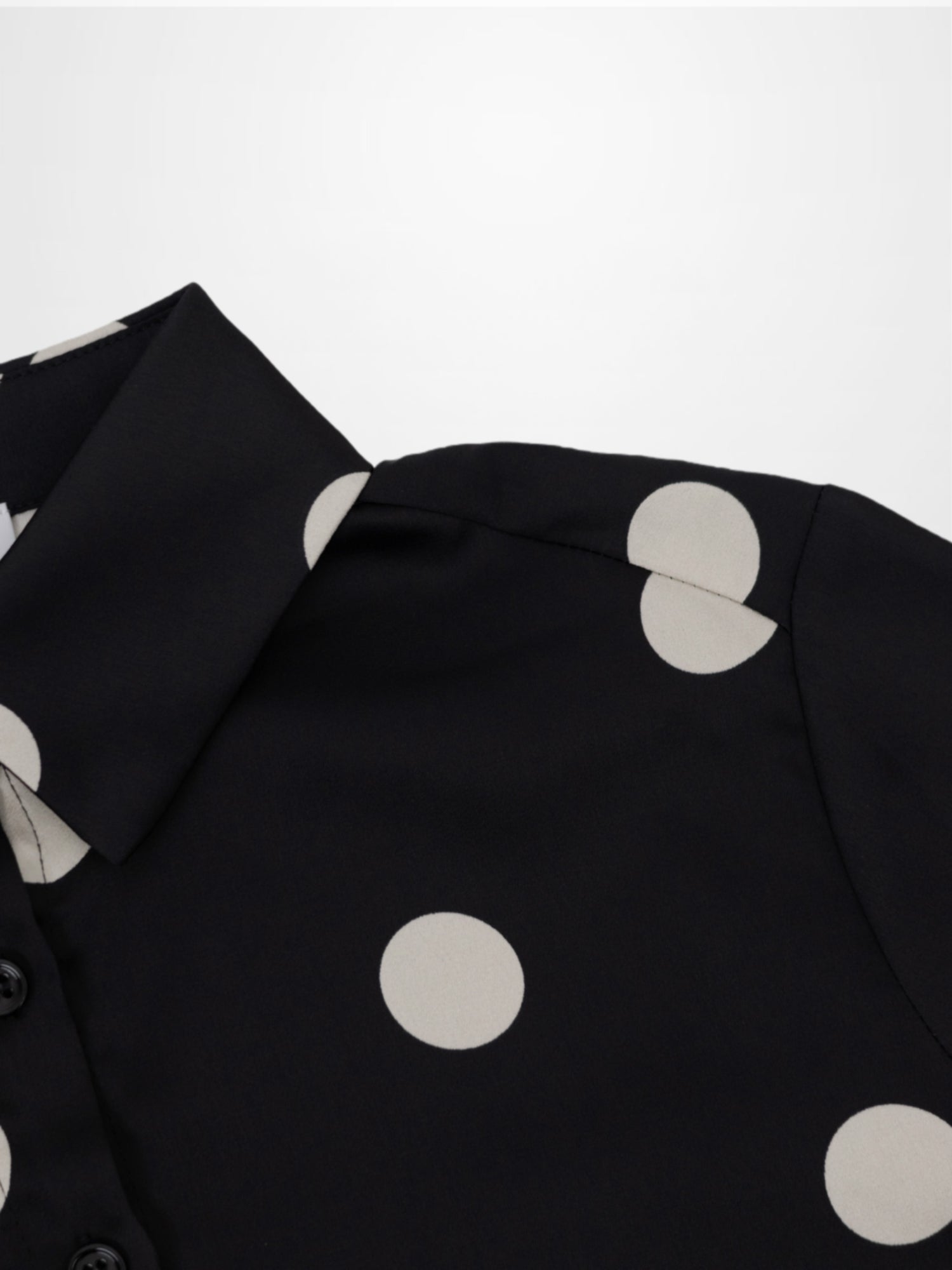 Oversized Satin Blouse-Black/Cream Polka Dot