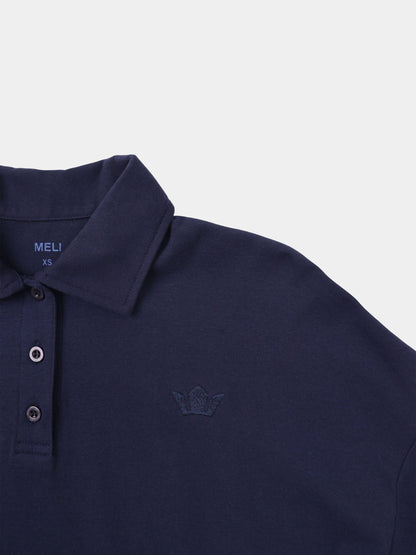 Collared Bomber Tee-Navy