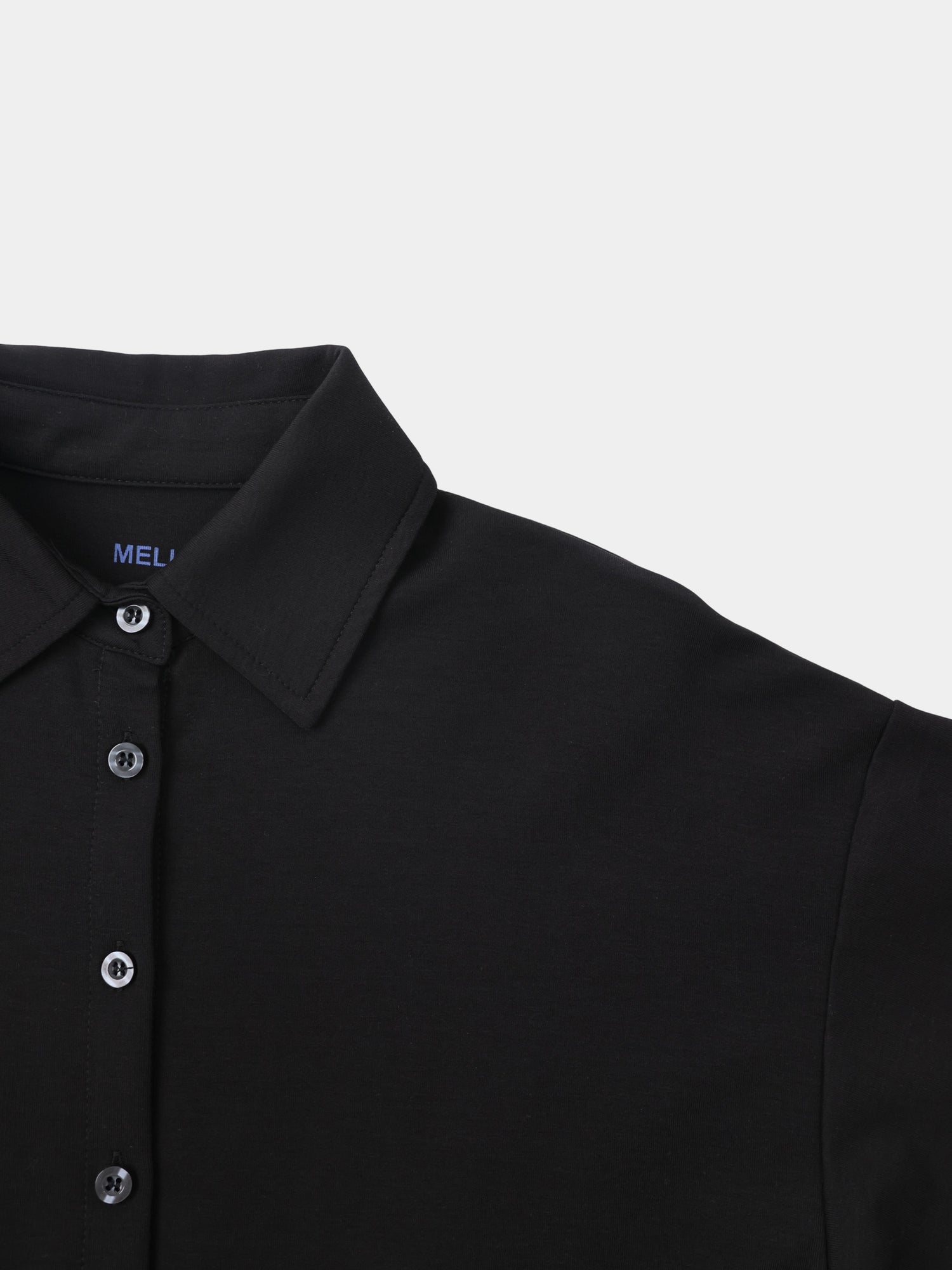 Waist Tie Button Down T-Shirt-Black