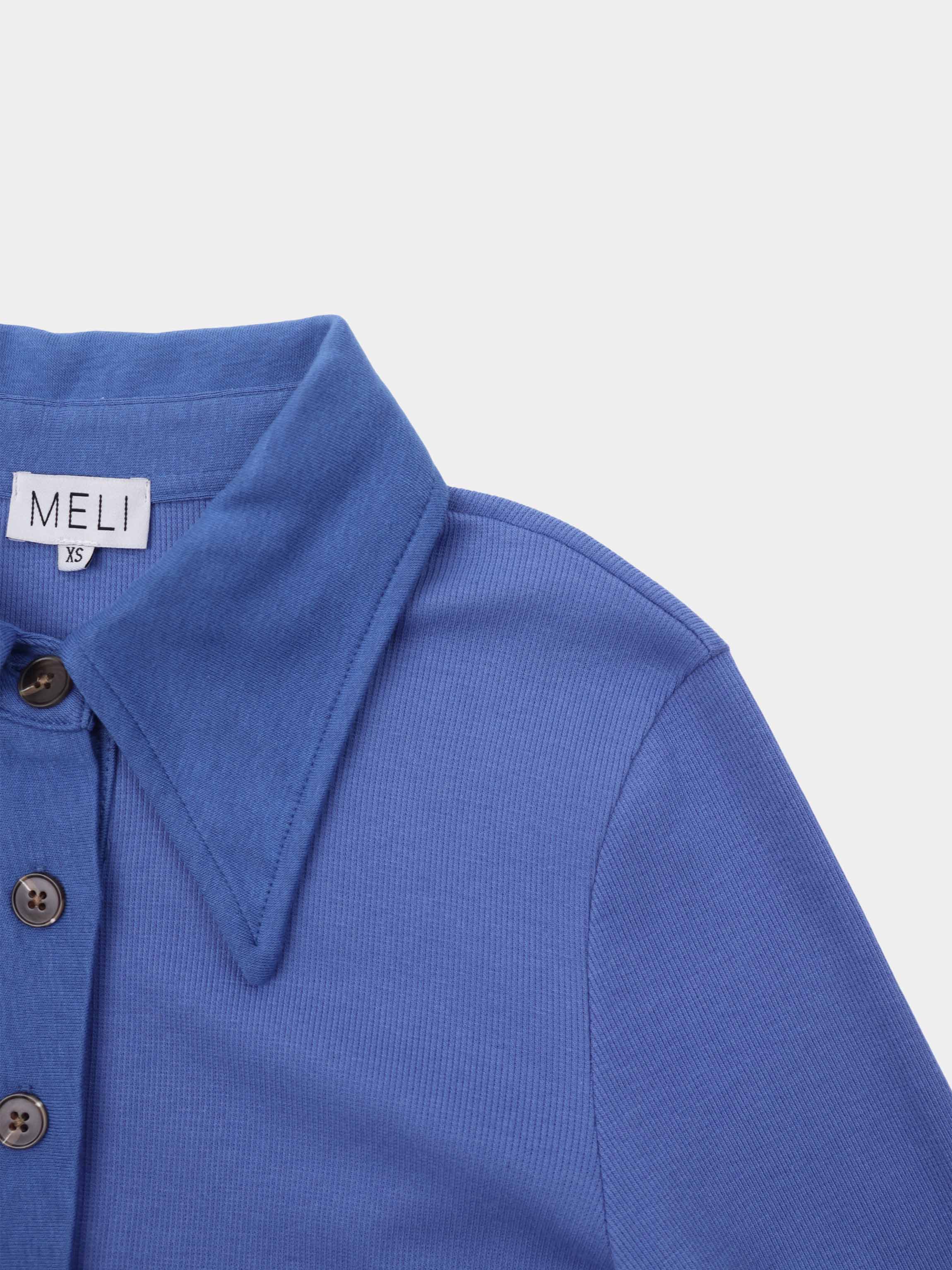Ribbed Button Down Shirt-Blue