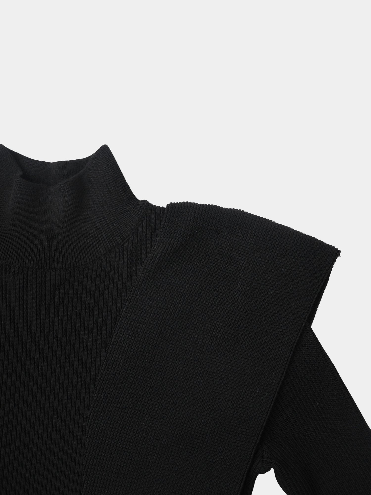 Side Ruffle Sweater - Black