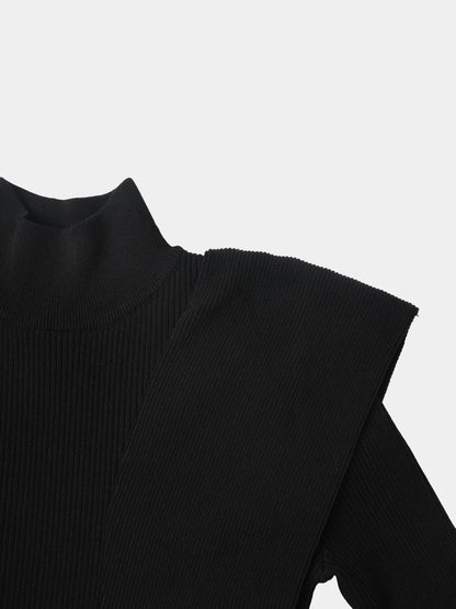 Side Ruffle Sweater - Black