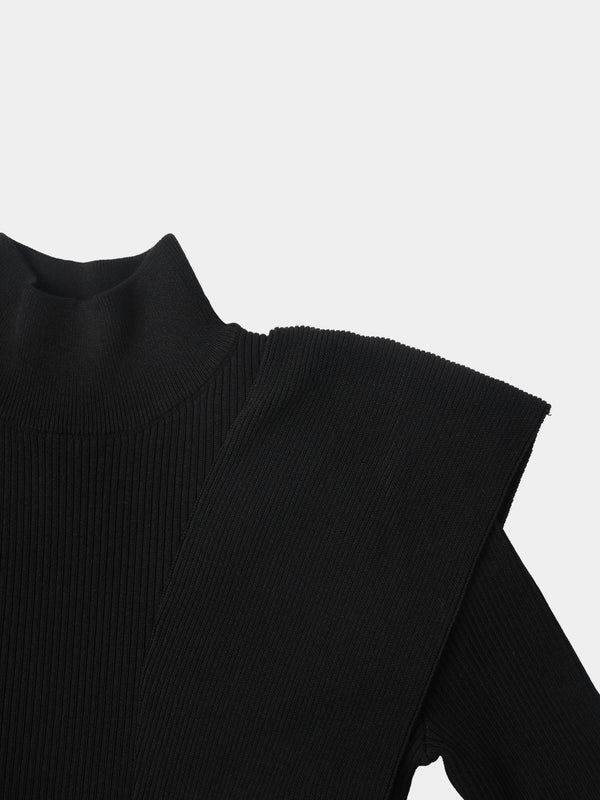 Side Ruffle Sweater - Black