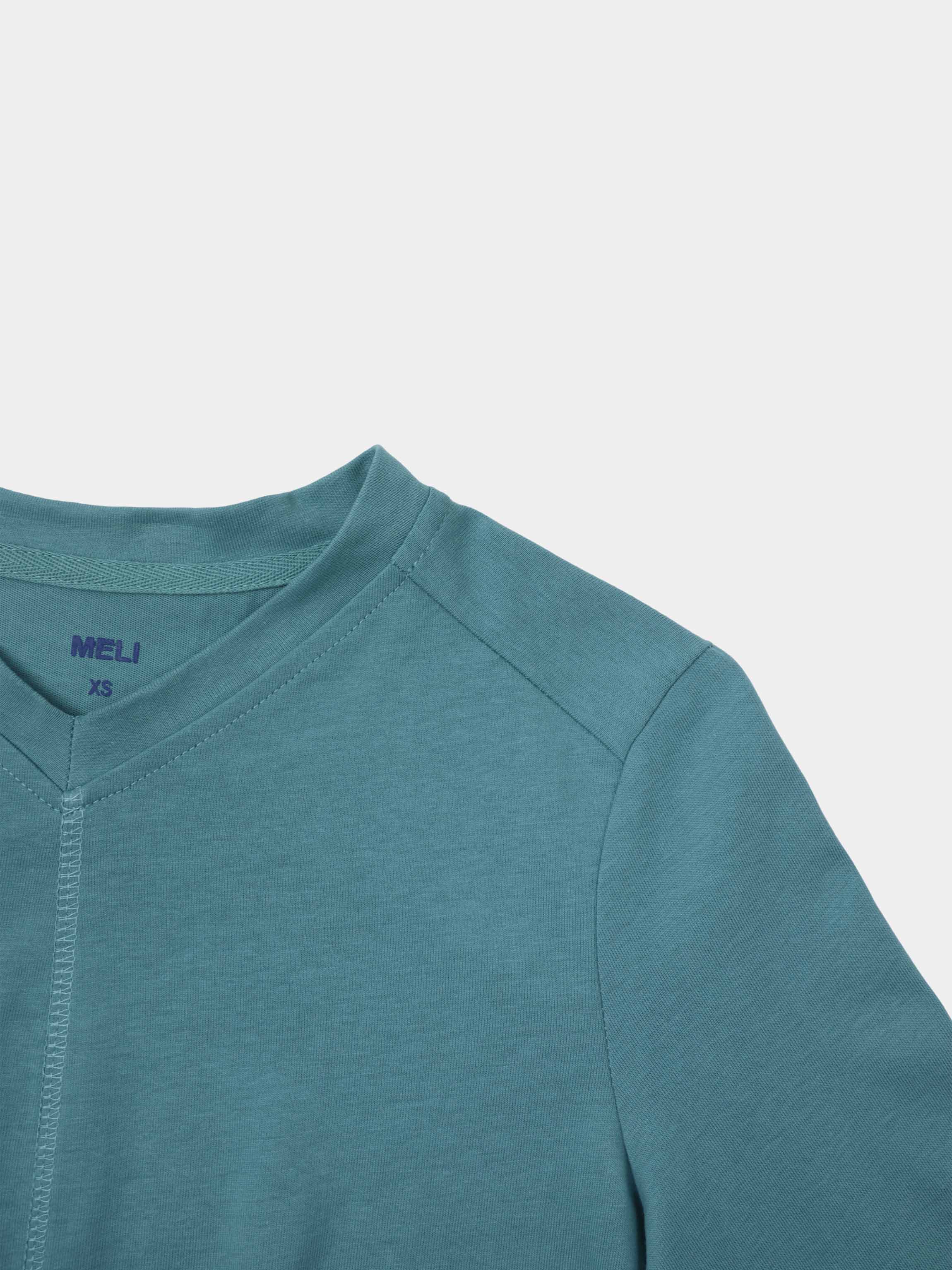 Center Seam High V Tee-Teal