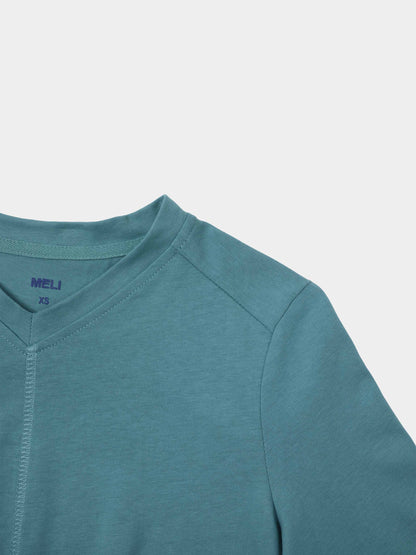 Center Seam High V Tee-Teal