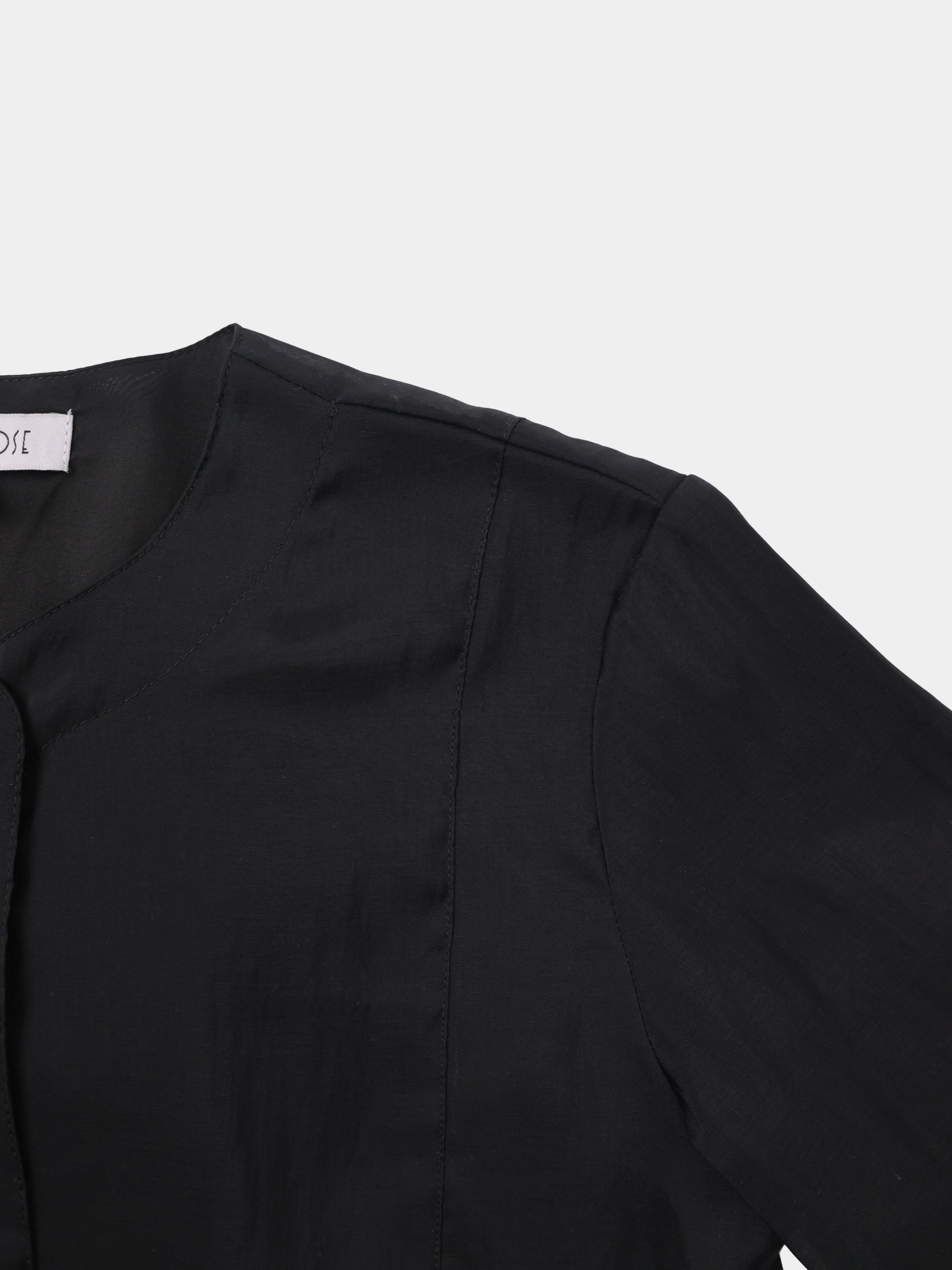 High V Neck Blouse-Black