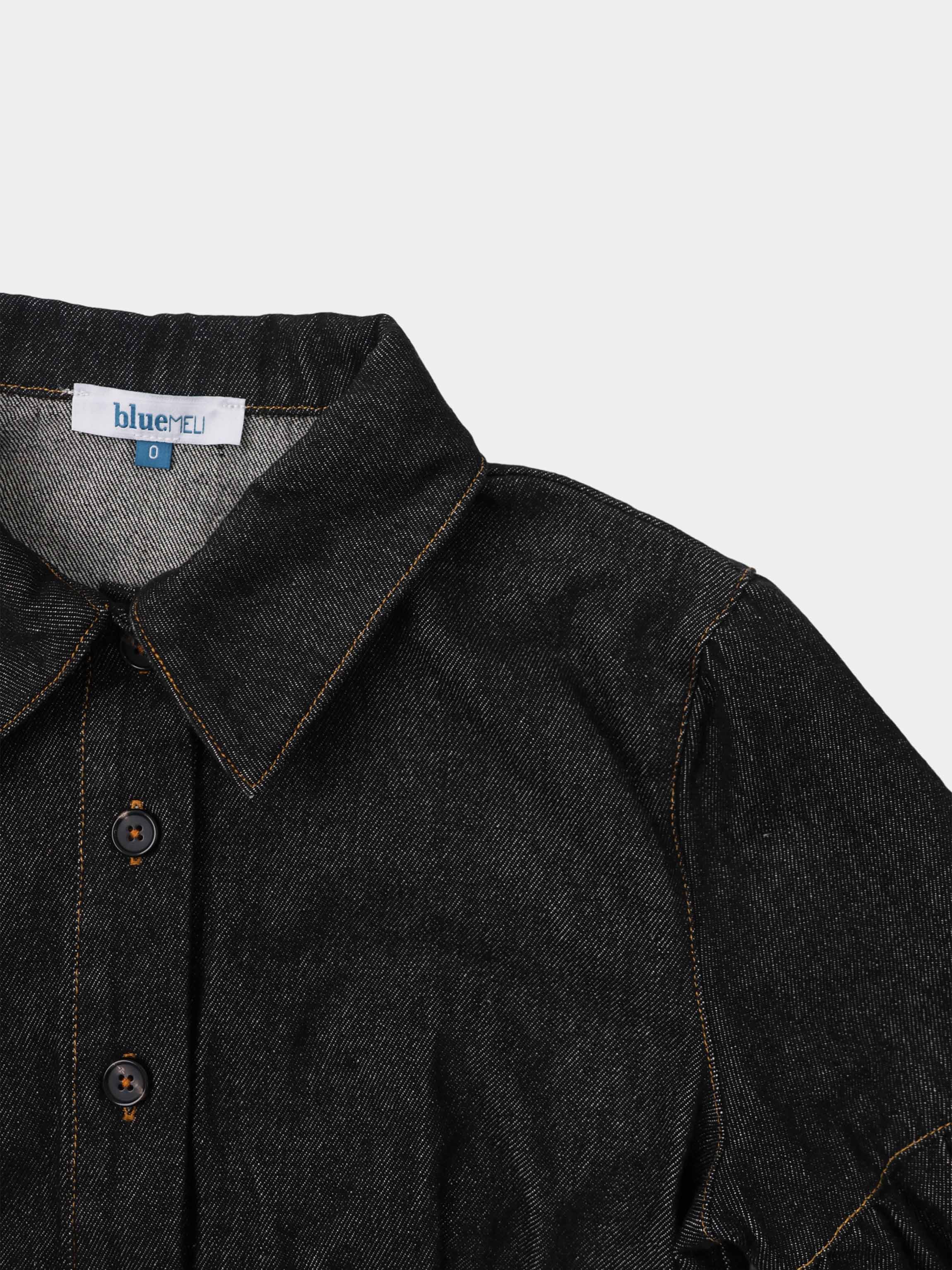 High Waisted Denim Dress - Black
