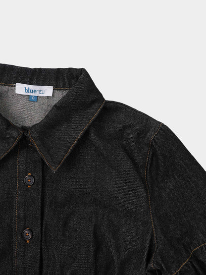 High Waisted Denim Dress - Black