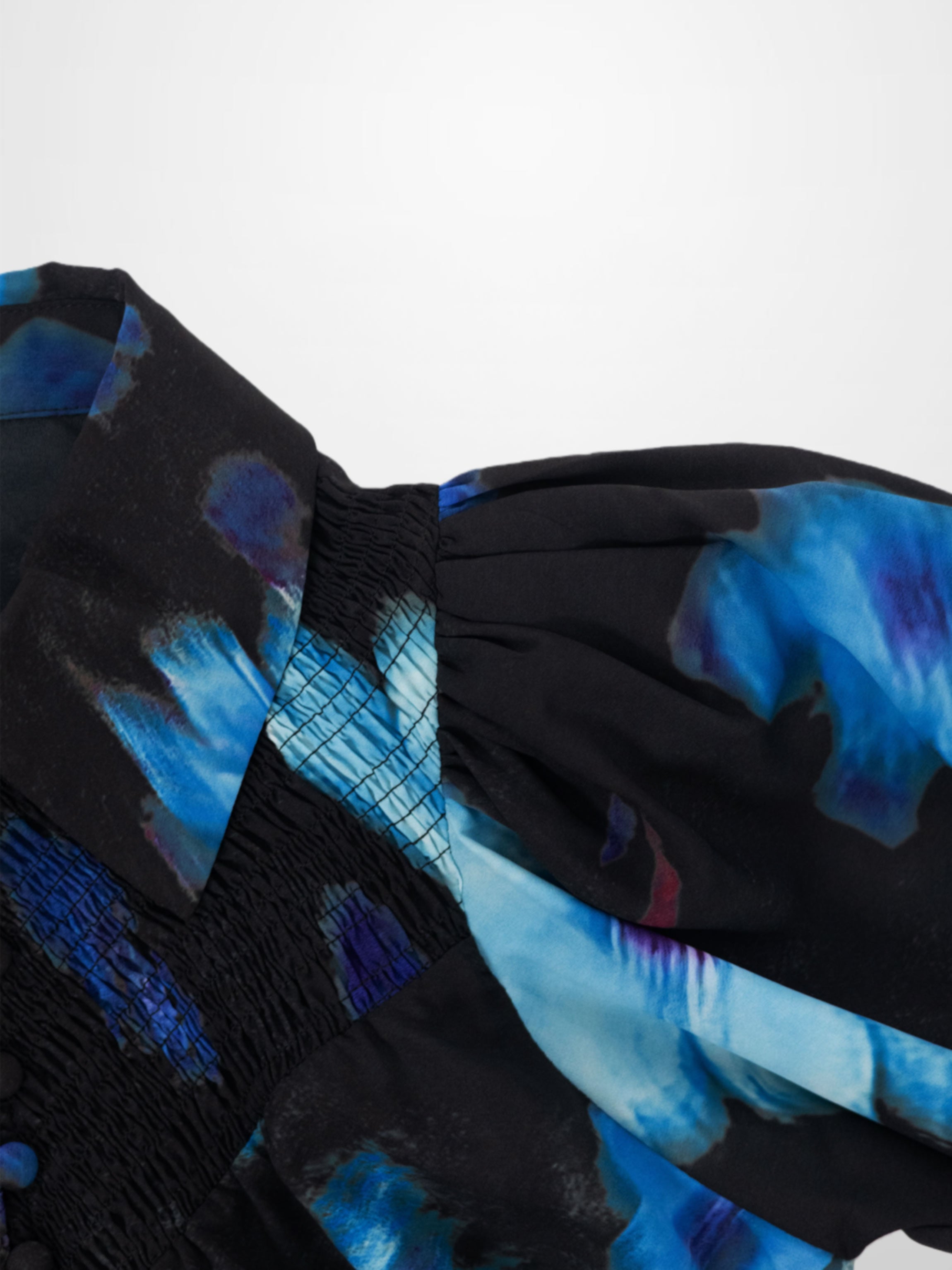 Smocked Blouse-Blue Floral