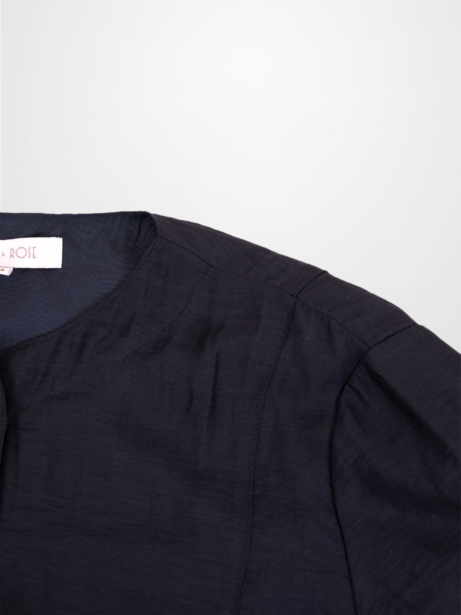 High V Neck Blouse-Navy