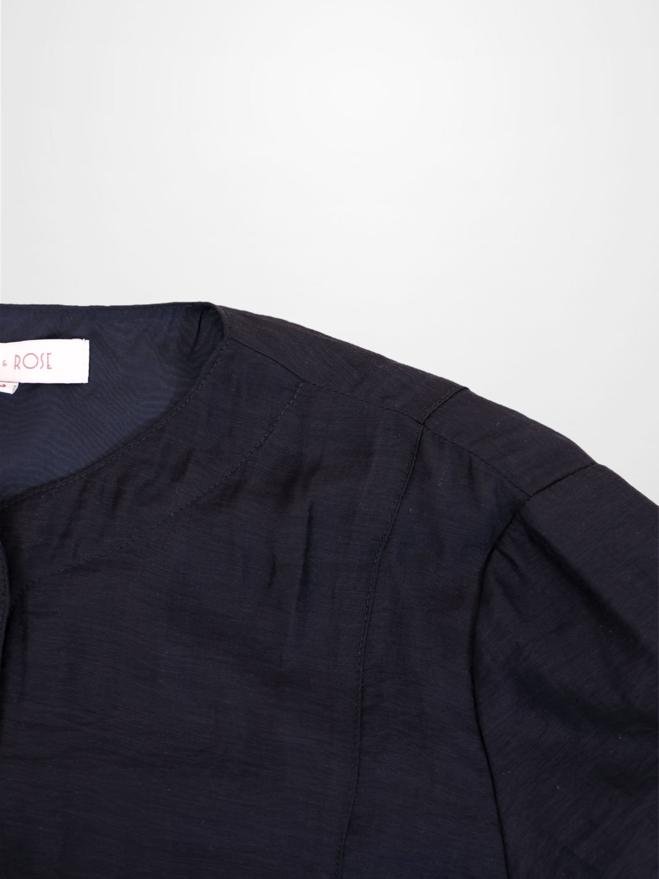 High V Neck Blouse-Navy