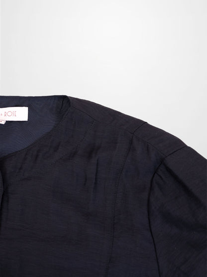 High V Neck Blouse-Navy