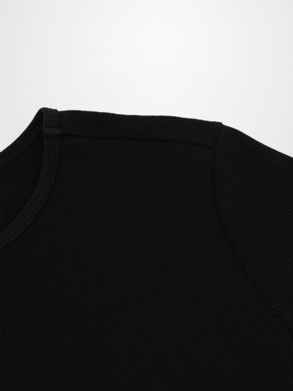 Ribbed Crew Bomber-Black