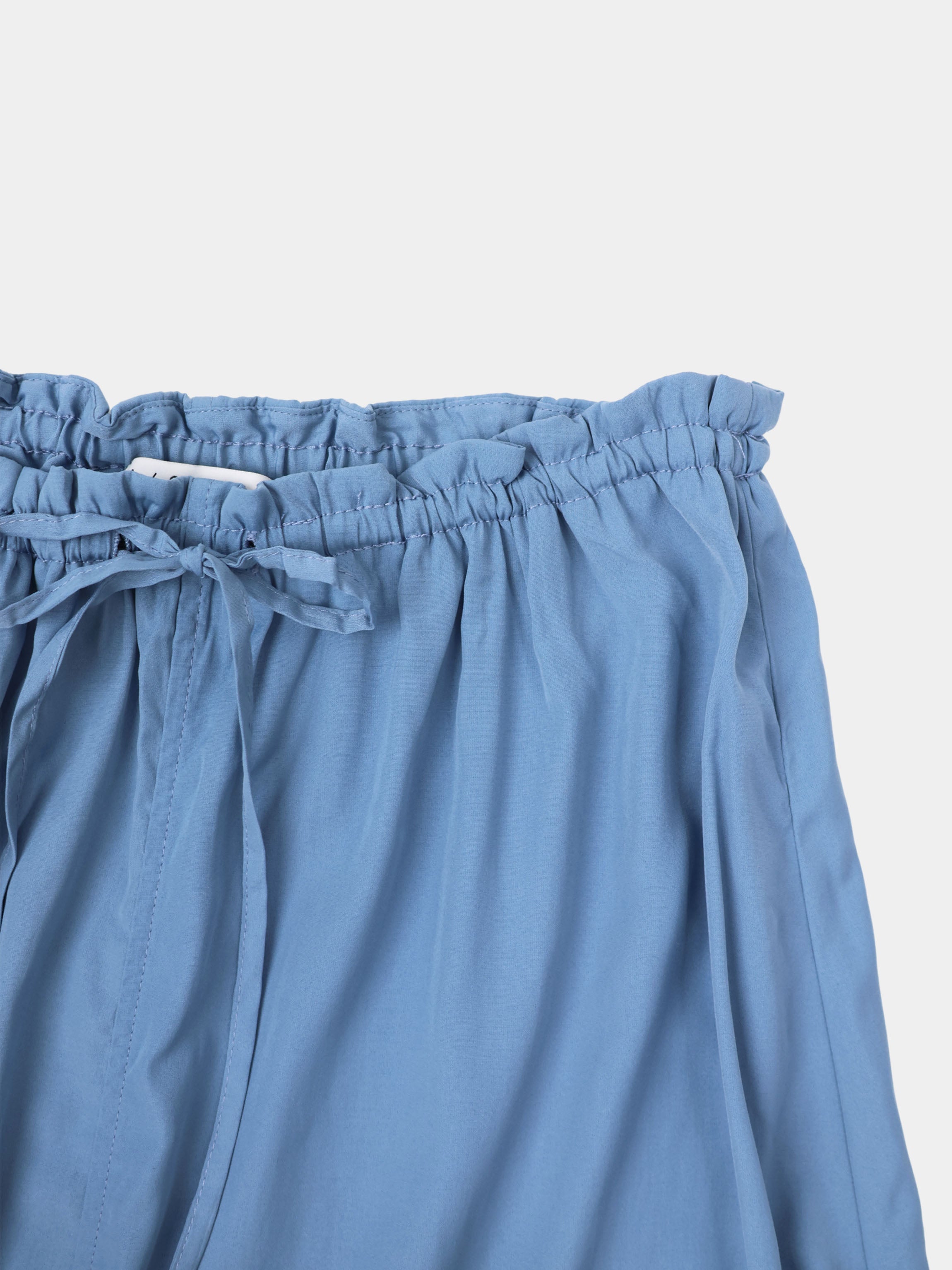 DRAWSTRING RUFFLE SKIRT-DUSTY BLUE