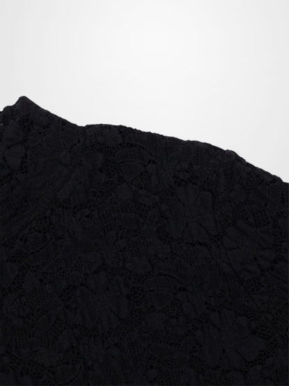 Lace Mock Neck Turtleneck-Black