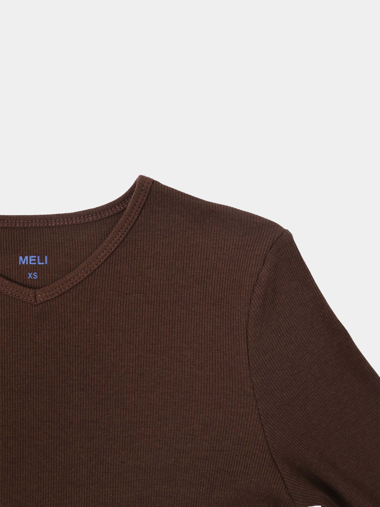 Soft Ribbed High V Tee-Chocolate Brown