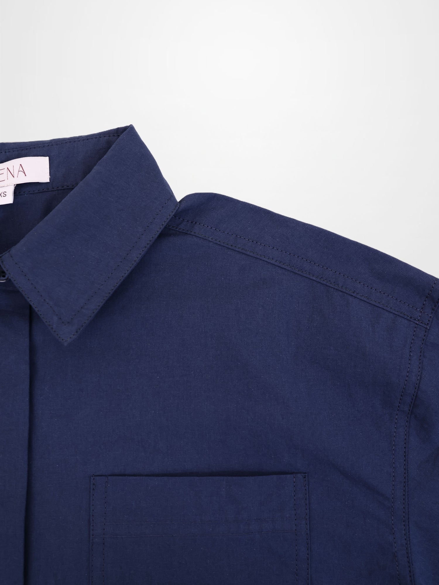 Cotton Crop Blouse-Navy